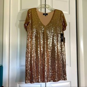 Lulu’s Light Up the Night Champagne Sequin Shift Dress